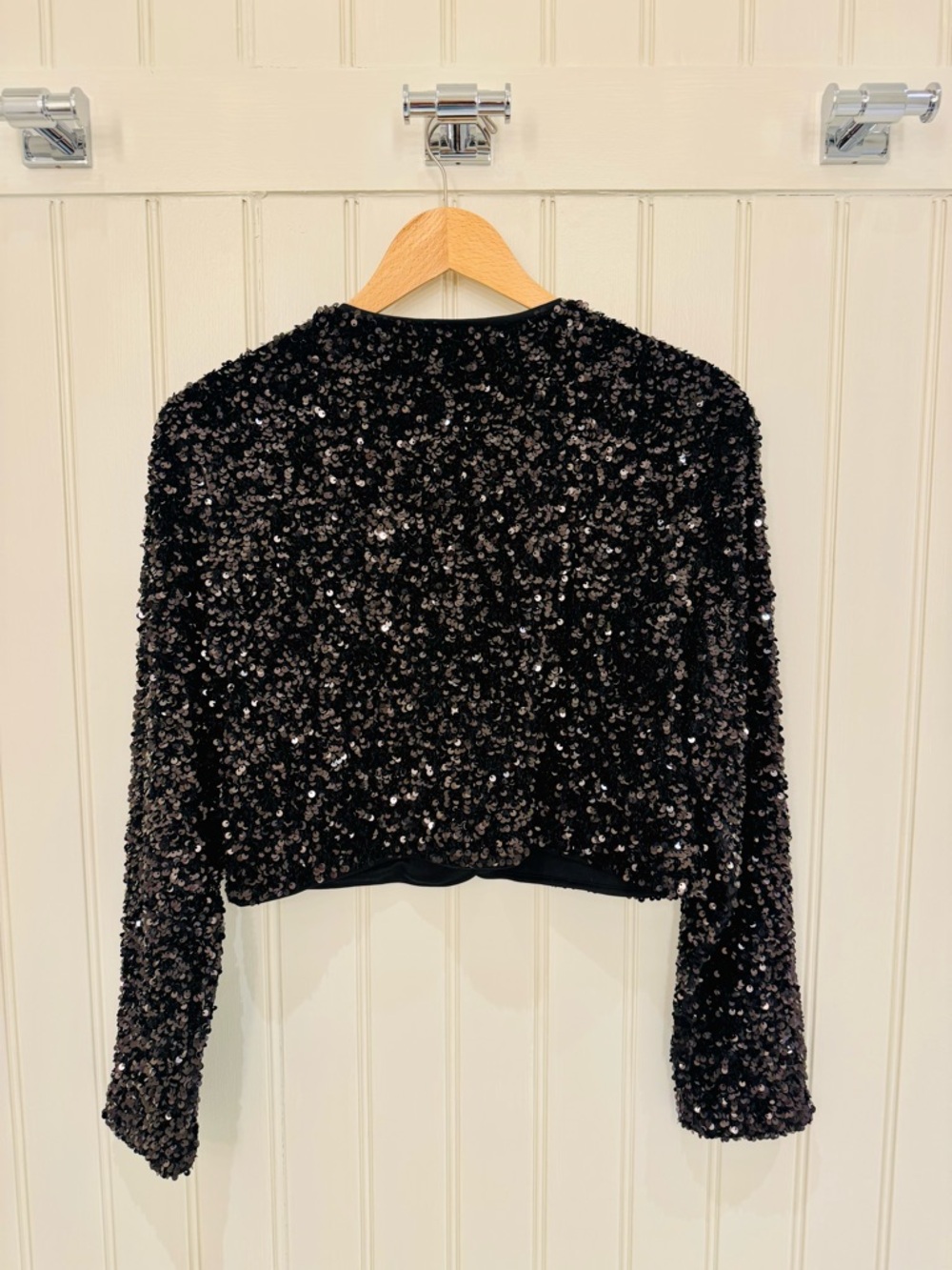 House of Harlow 1960 Black Sequin Bow Cropped Blazer Small - Picture 5 of 6